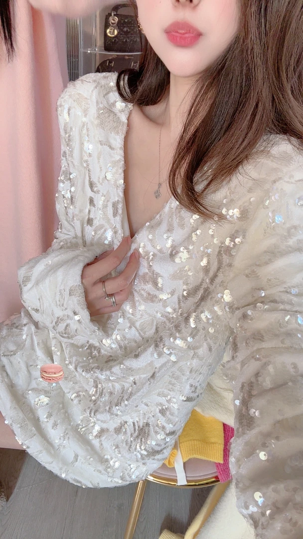 LIN小白【无法抗拒】新中式富家千金立体亮片加绒连衣裙8851