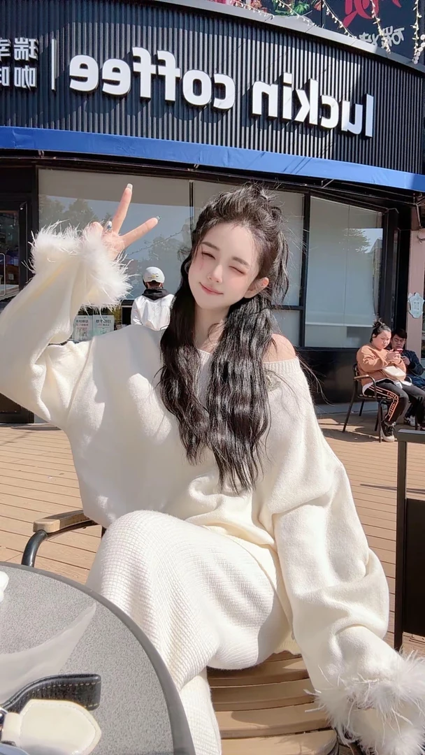 LIN小白【白色恋人】秋冬小众设计感温柔气质毛衣50083