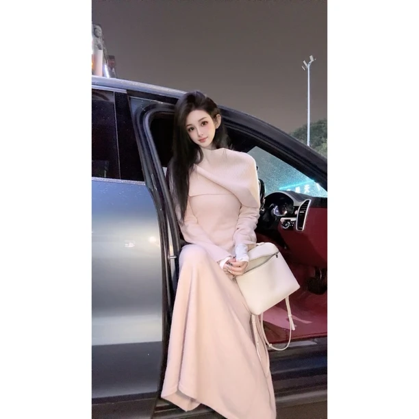 LIN小白绵羊毛漂亮姐姐的围脖连衣裙3537