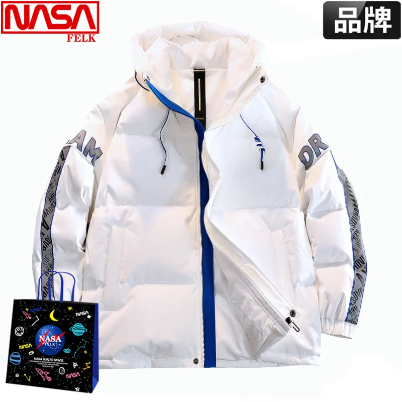 NASA联名男士新款羽绒服爆款高端冬季加厚年轻人帅气白鸭绒外套潮