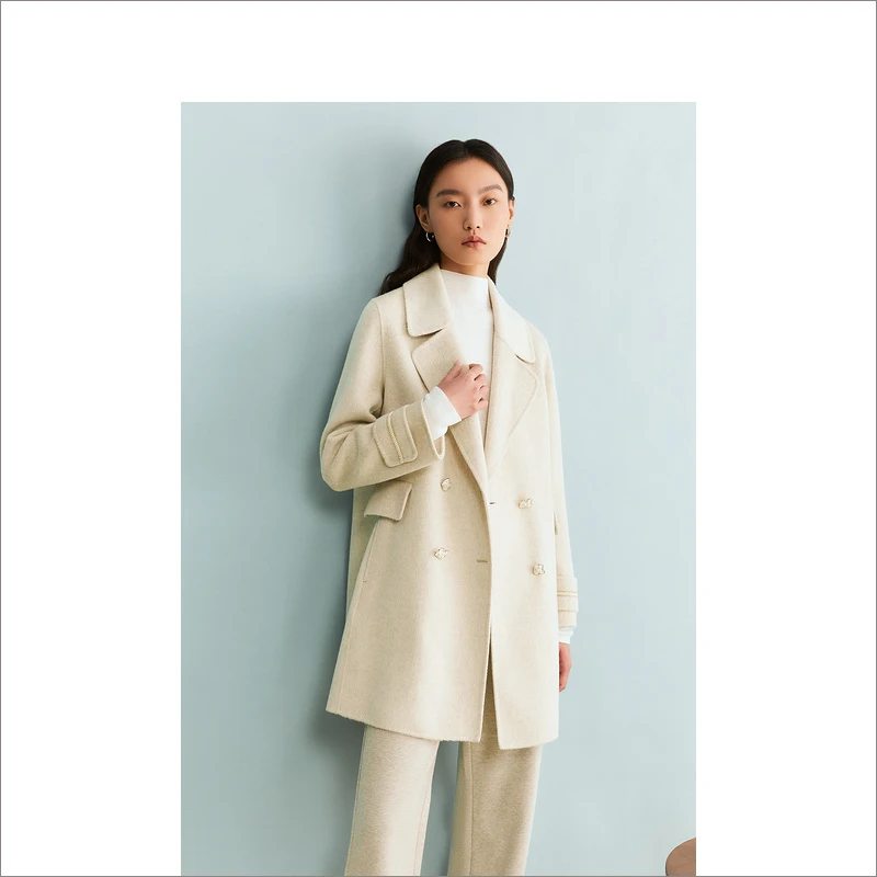 YINER音儿女装冬季新款时尚西装领气质毛呢外套8C63580296