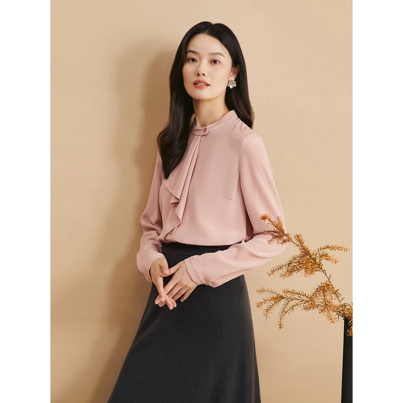 YINER音儿冬季新款时尚优雅飘带女衬衫8C34530280