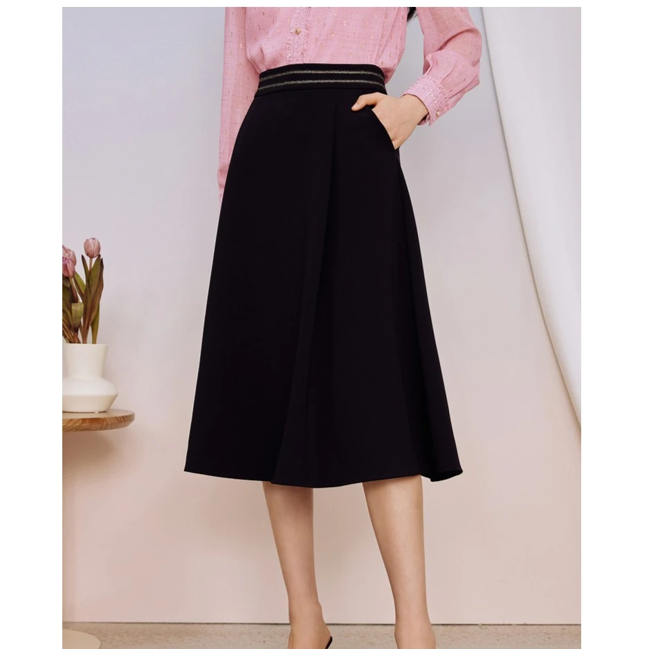 Goodland美地夏新款气质时尚显瘦百搭A字中长款半身裙LC35250200