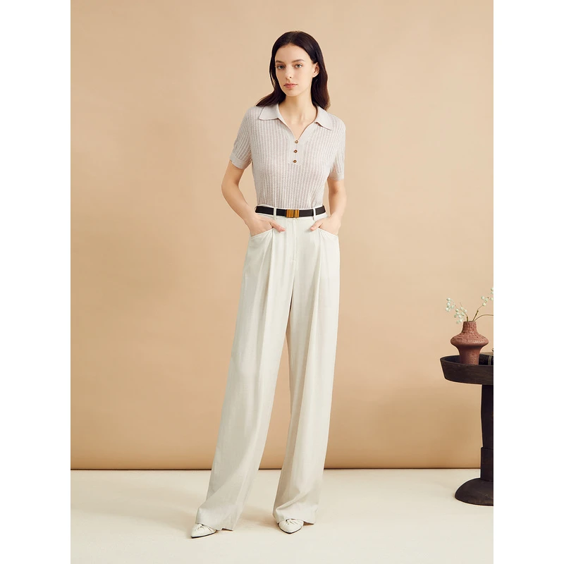 YINER音儿新款镂空肌理毛针织衫翻领上衣8C34306930