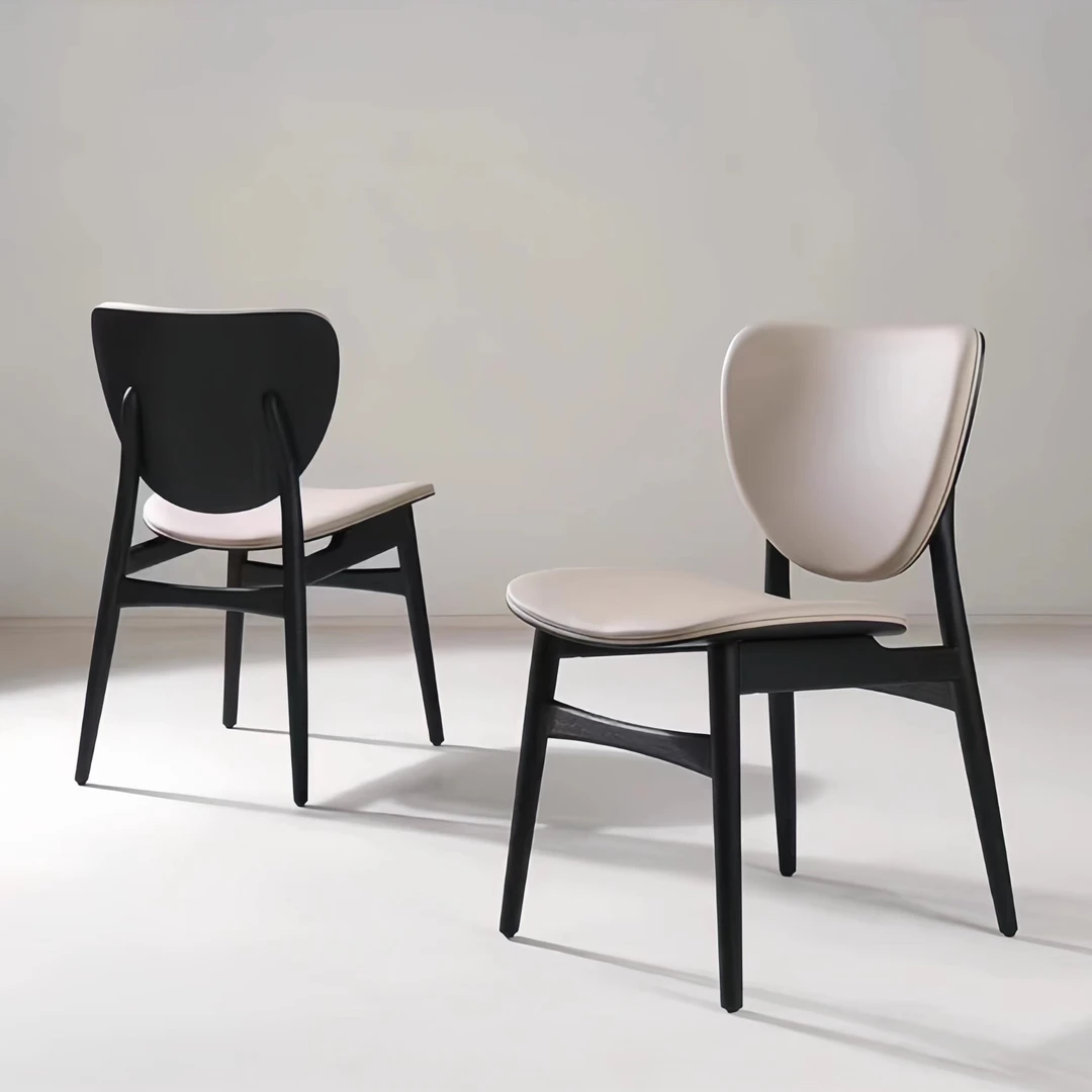 北欧设计师轻奢实木餐椅酒店现代侘寂风餐桌椅餐厅极简家用靠背凳