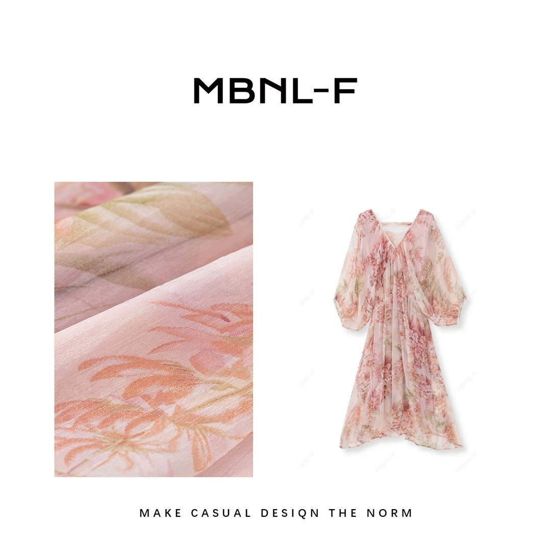 MBNL-F水光油画  印花百搭半袖春夏带连衣裙 秦磊XM-QZ2885