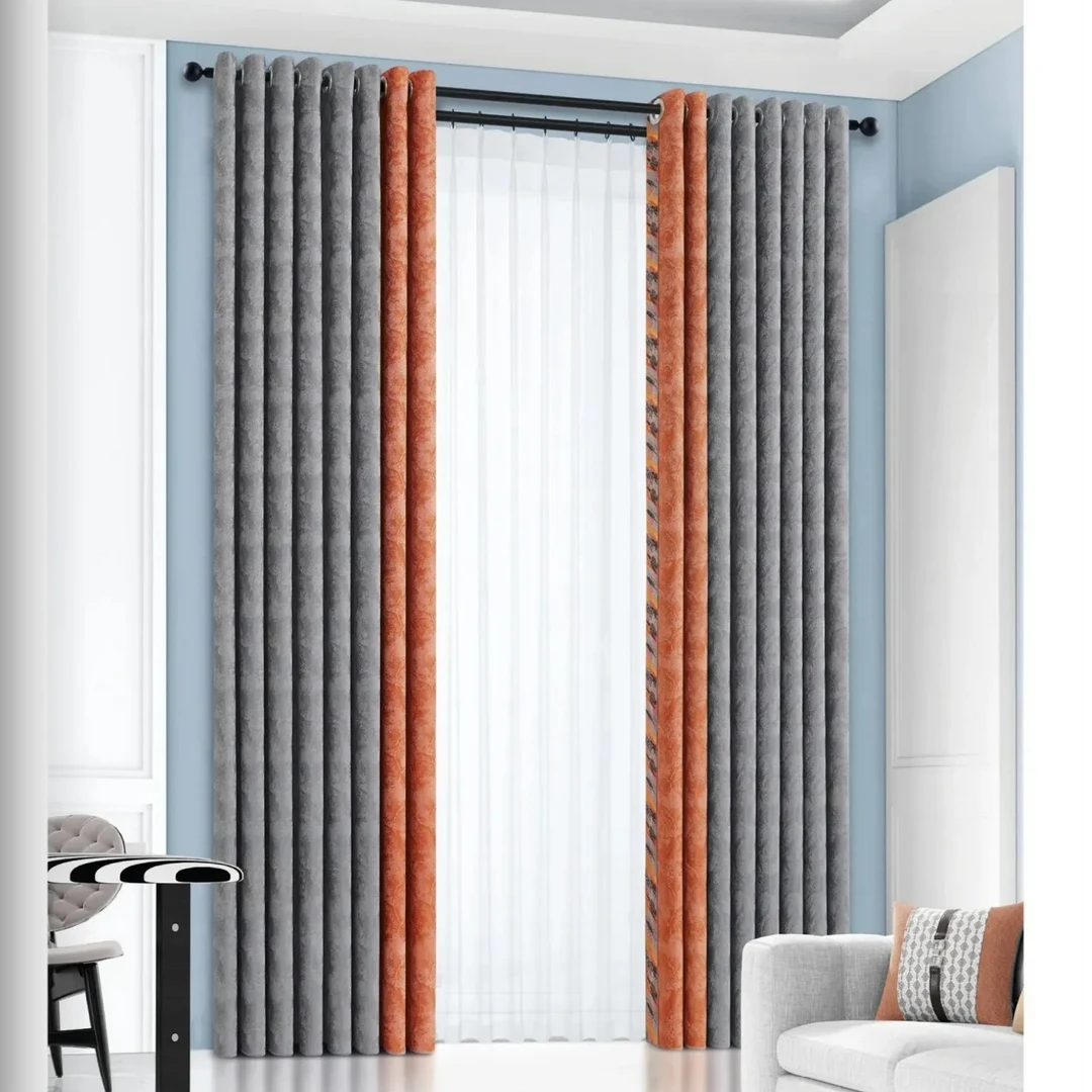 3.3高摩登高端轻奢遮光高精密盛夏无缝灰橙高端加高窗帘