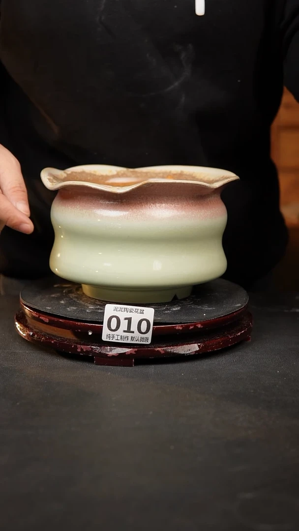 【闪购商品】瓷片010泥泥手工花盆口14高11