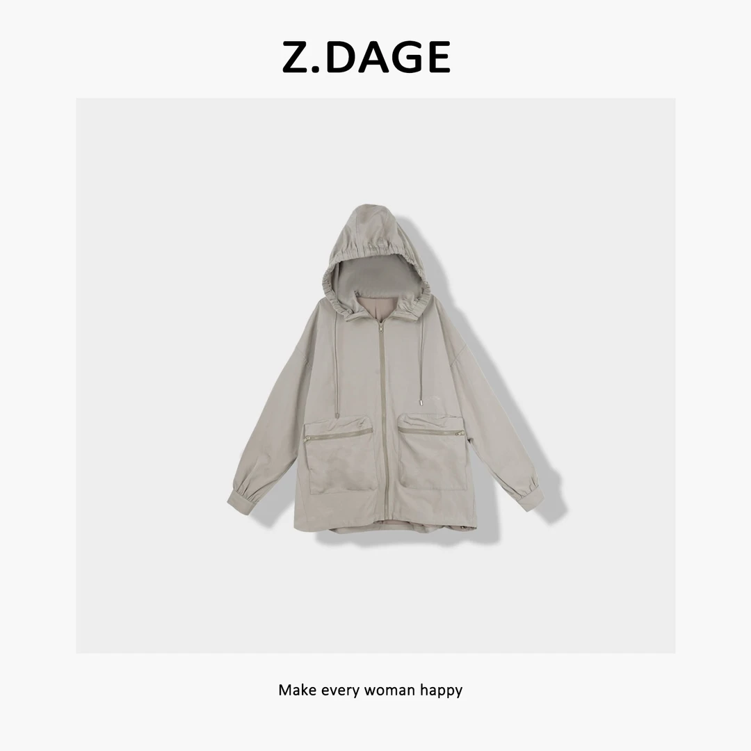 z.dage'紫去东来‘时尚潮牌秋冬款连帽风衣大口袋设计外套-78236