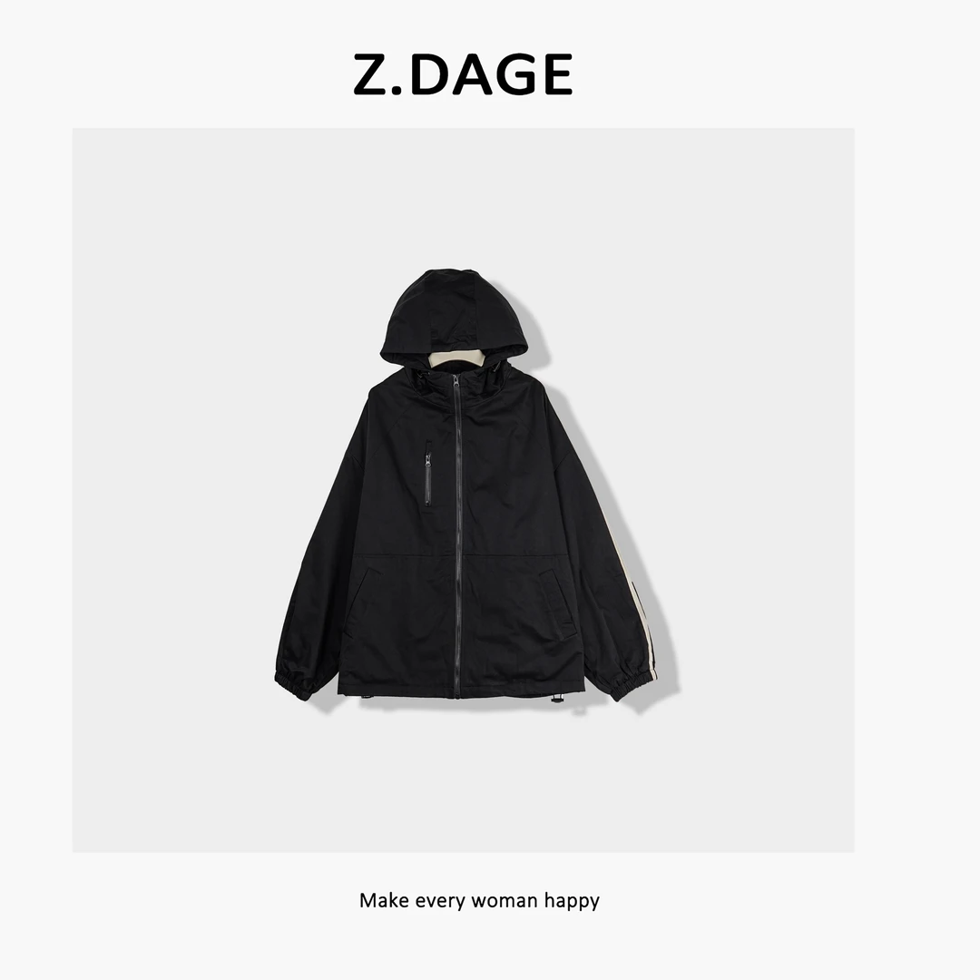 z.dage‘温柔乡’时尚极简韩系学院感百搭夹棉连帽外套-90000