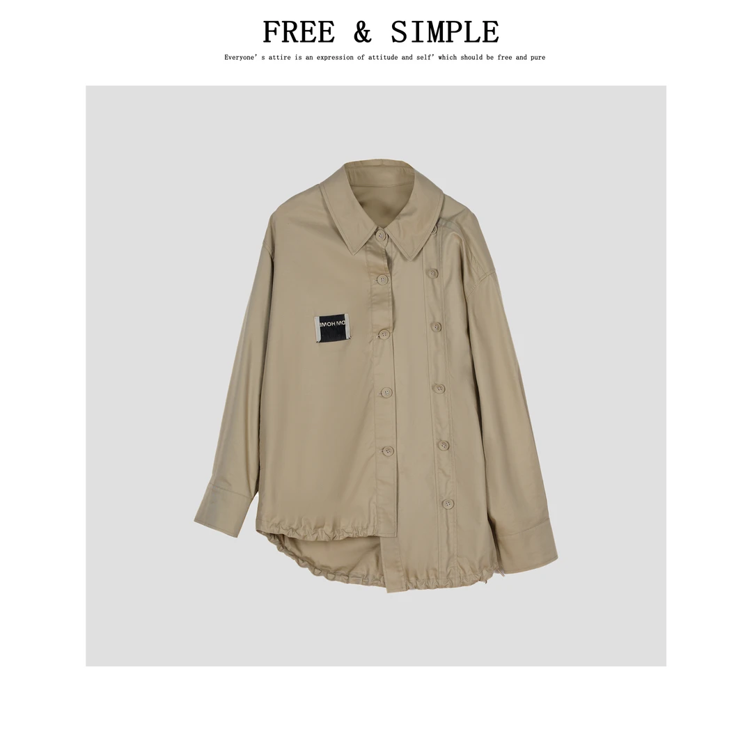 【FreeSimple】'法式复古'私服定制双门襟廓形长袖外套女-ZEX6W3212