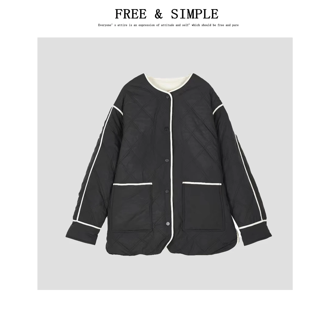 【FreeSimple】'冬日气息'菱格棉服女显瘦双面穿外套-ZEQ6Y3834