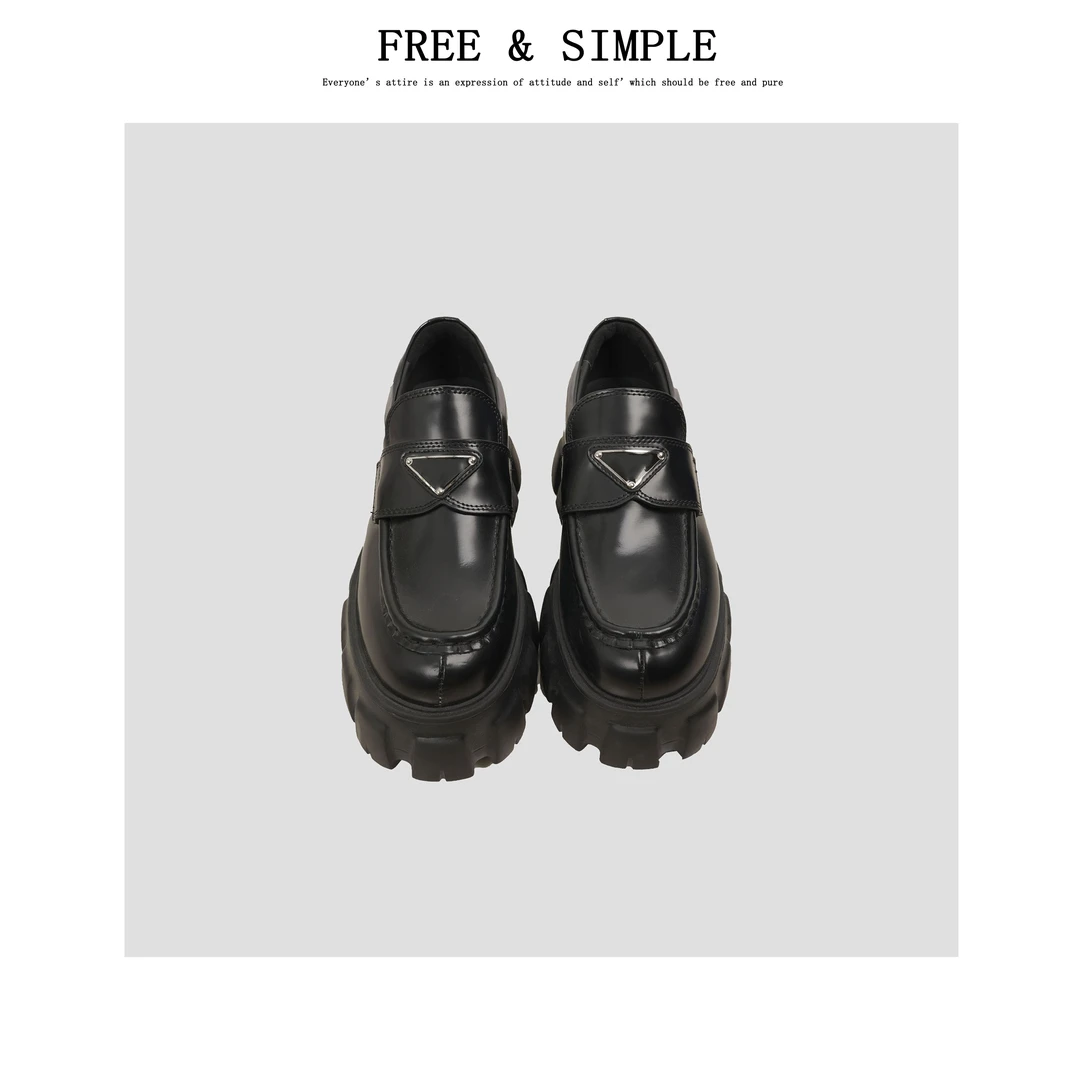 【驻足】牛皮时尚乐福鞋女气质百搭休闲小众设计感休闲鞋-C100-1