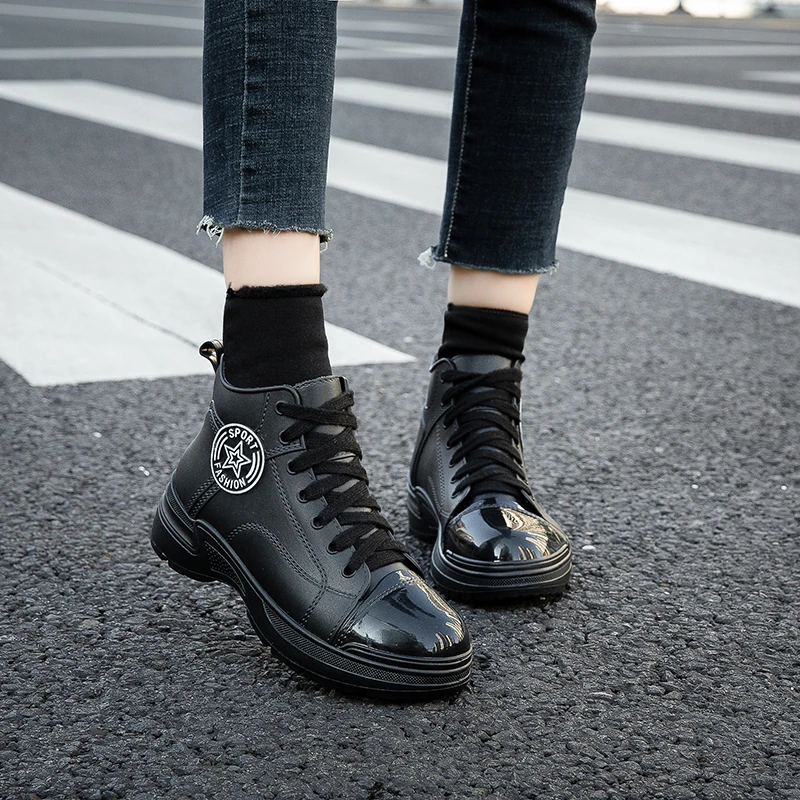 雨鞋女时尚防水防滑短筒水鞋女士潮流厚底冬季加绒雨靴女款胶鞋