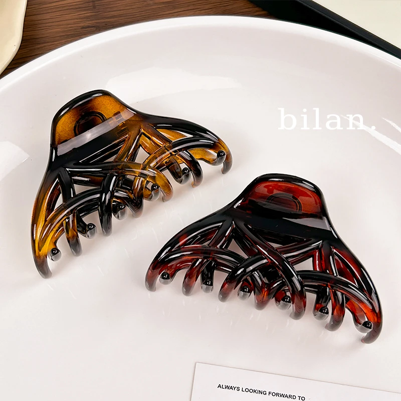 656-小众设计感复古镂空交叉发夹女时尚气质中号抓夹网红鲨鱼夹子