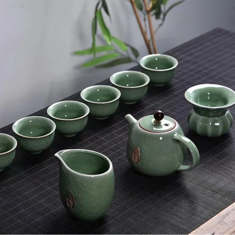 哥窑茶具十头功夫茶具套装