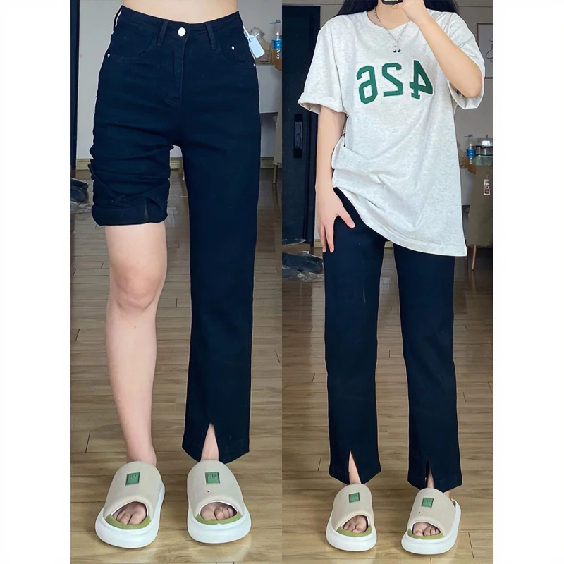 【新年宠粉】黑色开叉牛仔裤YBL-2376