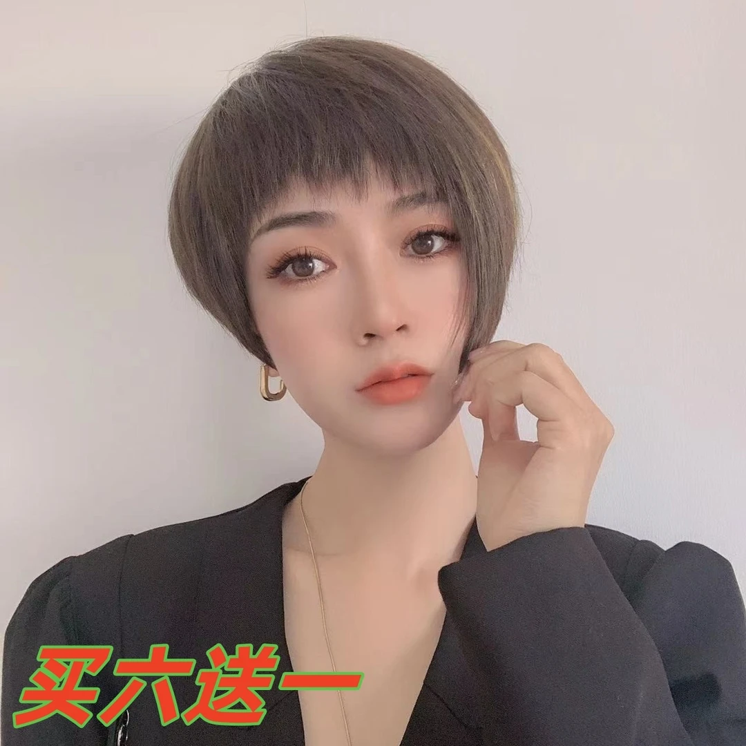 木春个性款不对称波波头全真发手工钩织透气轻薄逼真假发纯手工