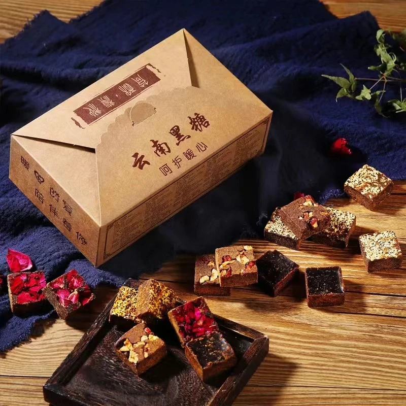 云南古法手工土甘蔗小袋黑糖盒装传统原味精选纯正味道健康食品