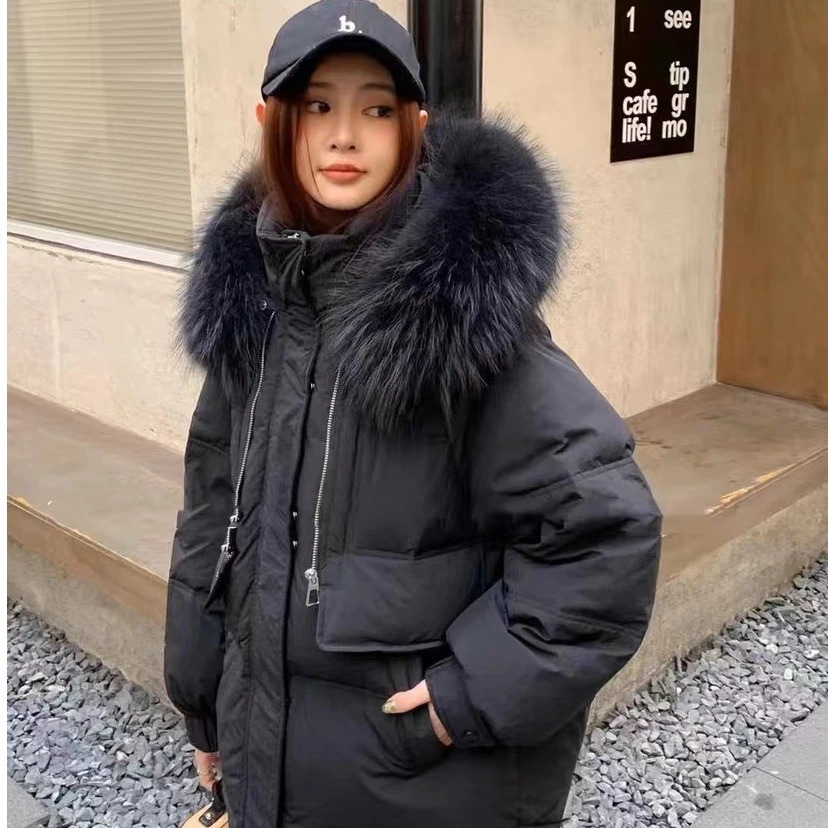 【8803款】新款女短款大毛领连帽加厚宽松时尚洋气外套