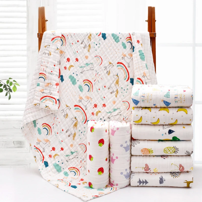 新生儿纱布浴巾宝宝包被4层纱布夏凉被婴儿洗澡毛巾盖毯柔软吸水