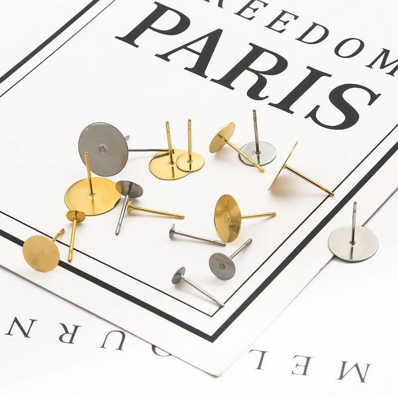 不锈钢平头针扁头针耳托耳针配件 DIY手工制作耳环饰品材料