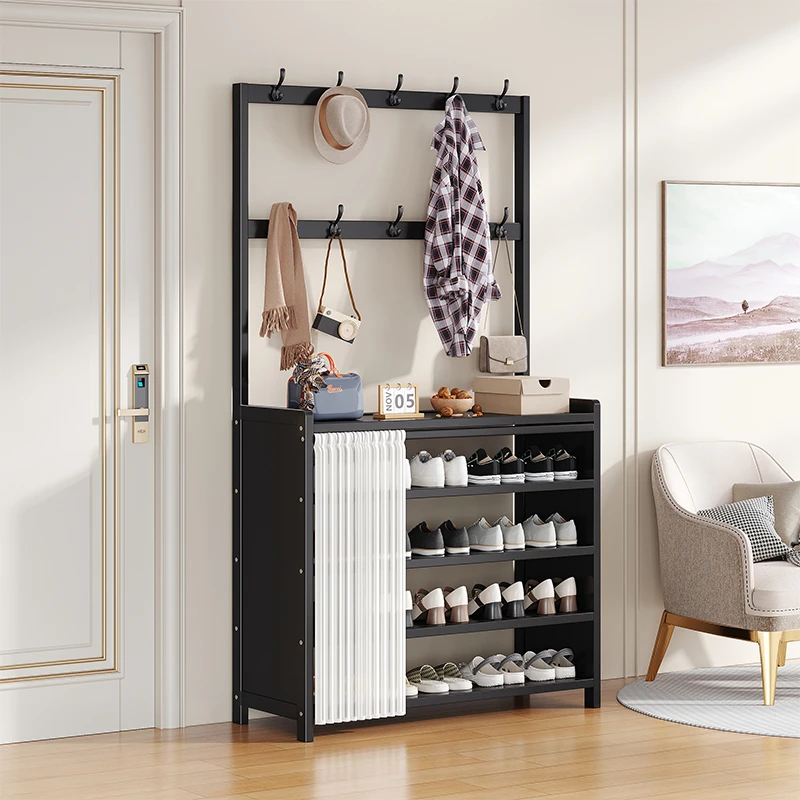 哈尔优鞋架家用门口网红款多功能一体鞋帽架入户门玄关简易衣帽架
