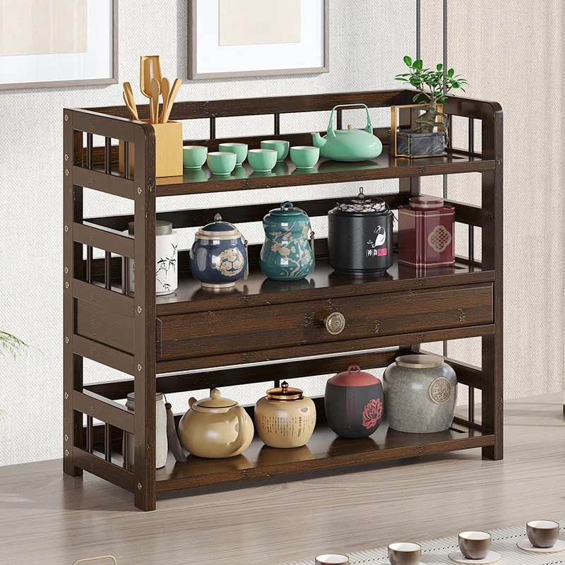 茶水柜置物架泡茶台桌面小型博古架办公室茶具茶叶储物茶杯收纳架