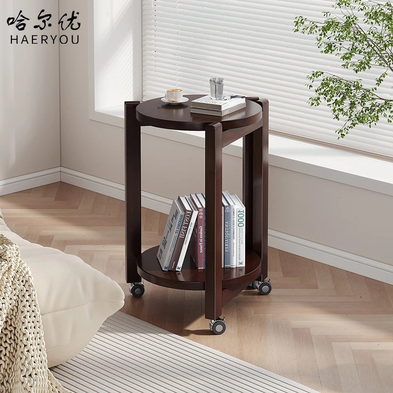哈尔优茶几家用客厅高端上档次新中式圆形沙发边几可移动精致角几