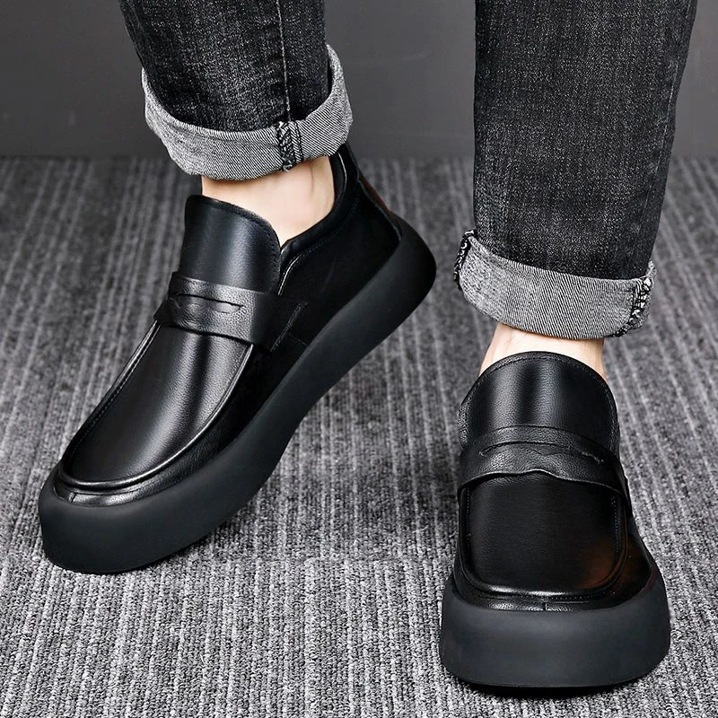 【立减40】潮流真皮商务休闲男士豆豆鞋牛皮英伦舒适百搭软底皮鞋男