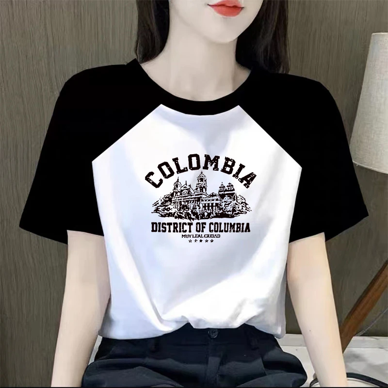 2024春夏季新款圆领短袖T恤女印花洋气质感宽松棉体恤上衣