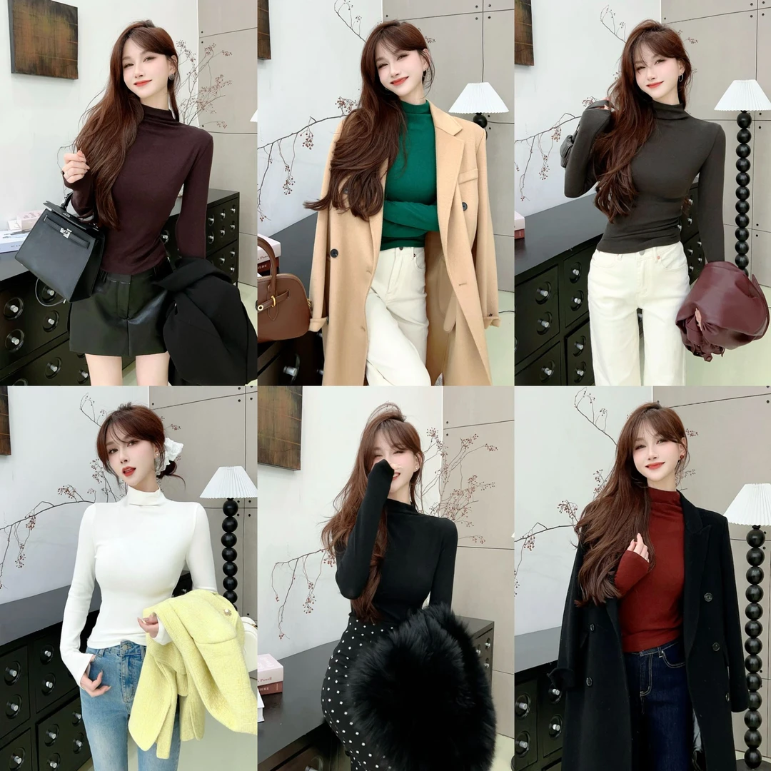 秋冬百搭高弹显瘦小立领长袖（#8331）（衣长52）