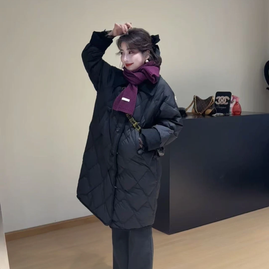 7852【大被子】诗诗家2024冬季长款保暖简约休闲韩版加厚百搭羽绒服