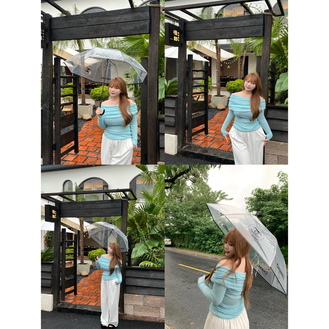 卤蛋公主【蓝上衣】微胖显瘦长袖外穿百搭修身纯色设计感