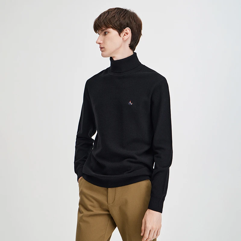 Navigare/纳维凯尔小帆船男士秋冬时尚休闲长袖可翻高领毛衣简约