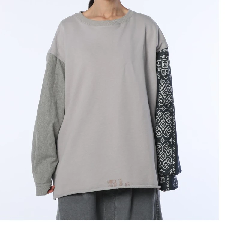 女装瑕疵品50223105拼接撞色春秋百搭舒适圆领卫衣遮肉显瘦上衣女
