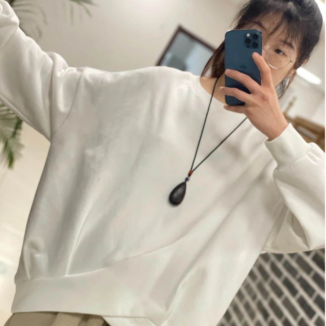 J女装瑕疵品11224131长袖圆领设计感女卫衣长袖套头商场同款百搭