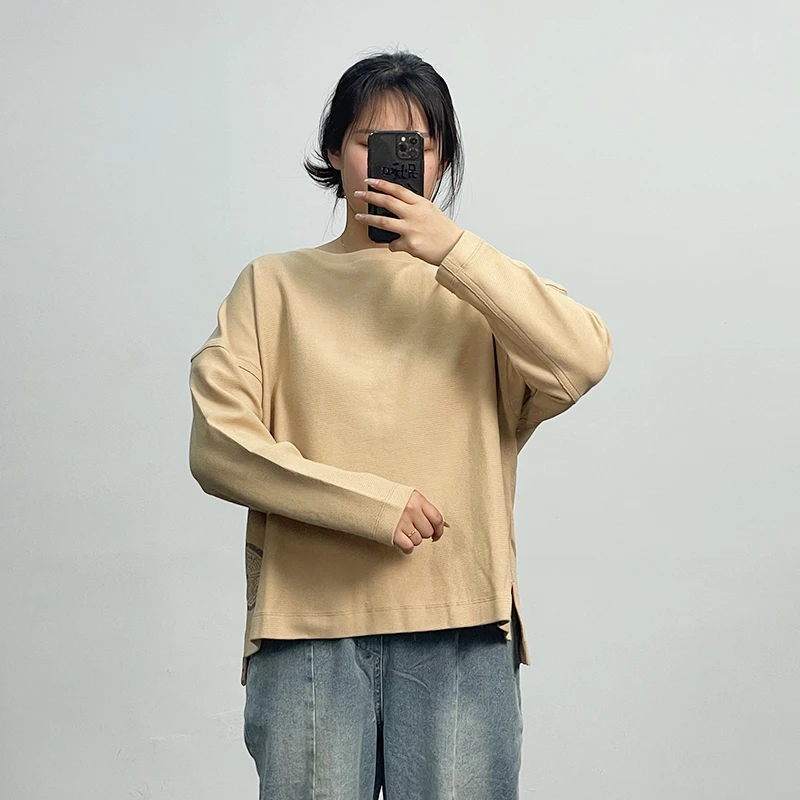 J女装瑕疵品521821圆领宽松卫衣简约百搭情侣装休闲简约女士卫衣