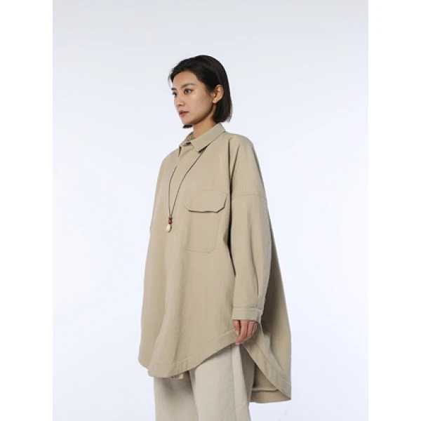 女装瑕疵品20224115女士衬衫外搭纯色款加绒系扣口袋冬季新款外套