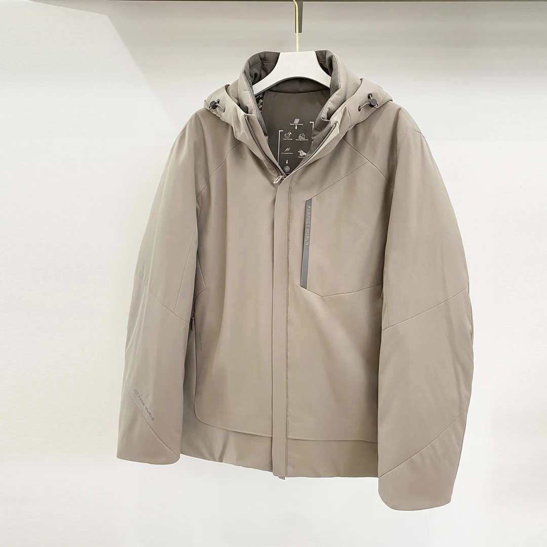 8009保暖连帽中长款羽绒服收口袖