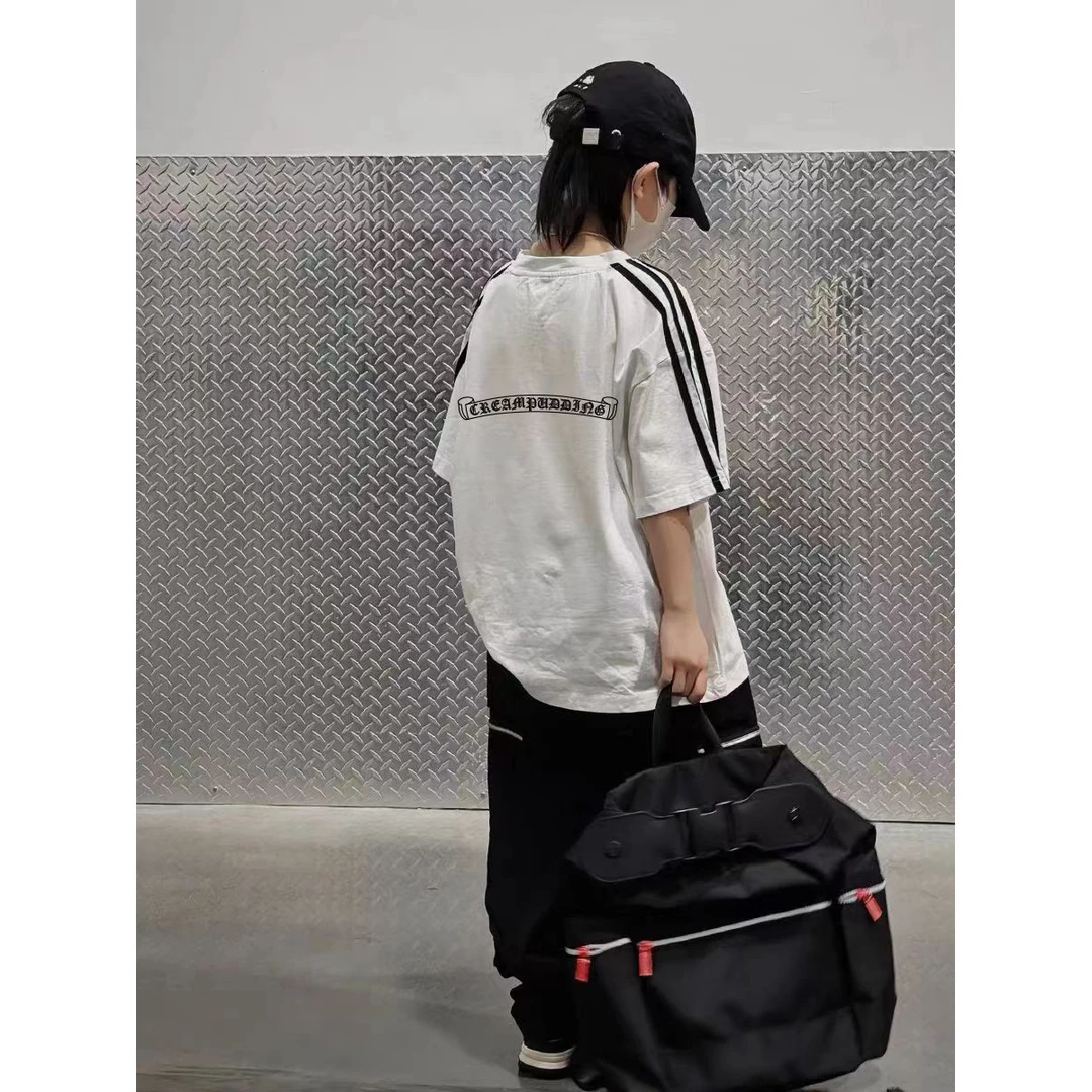 美式潮童纯棉短袖T恤夏季新款男童中大童字母印花拼接撞色打底衫