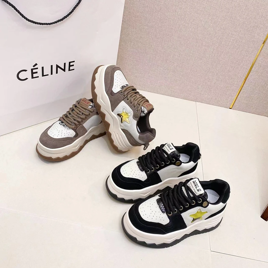 【龙井】冬季新款百搭休闲女鞋韩版软底拼色潮流女板鞋382-2//JMA