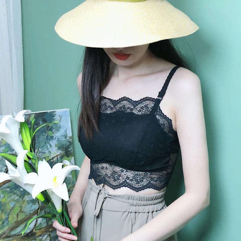 媚姬369防走光美背内衣文胸一体夏天薄款裹胸性感蕾丝抹胸百搭