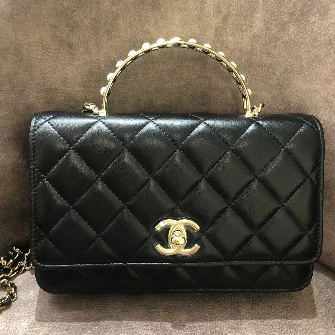 全新未使用 Chanel/香奈儿 24S黑金Y珍珠手柄链条包