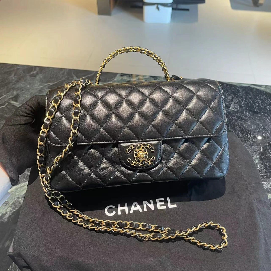99新 Chanel/香奈儿 24C 黑金Y手柄斜挎包