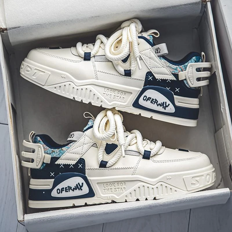 潮牌男鞋2024年秋冬季透气休闲百搭小白板鞋男士运动国潮黑白板鞋