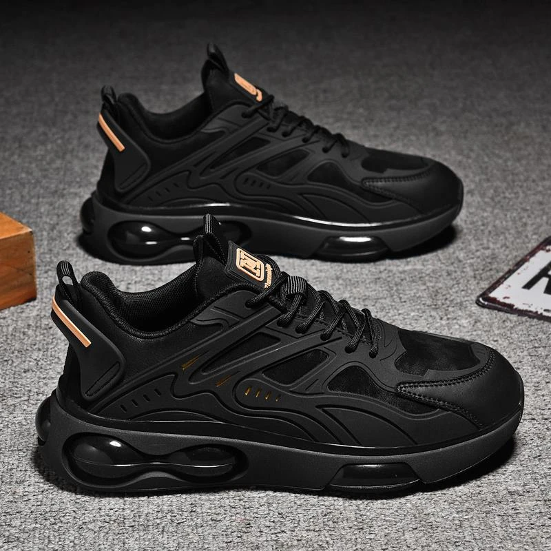 春秋透气男鞋运动休闲跑步鞋2024冬季新款加秋季厚底透气增高老爹