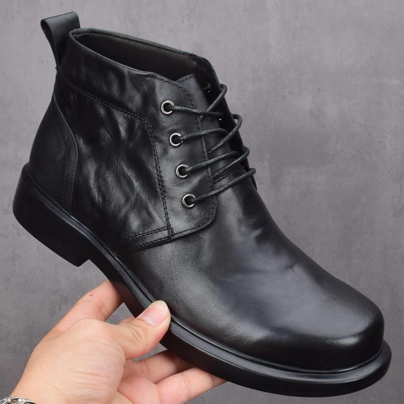 秋冬头层牛皮男士真皮马丁靴休闲百搭防滑中帮商头层牛皮夏季男士