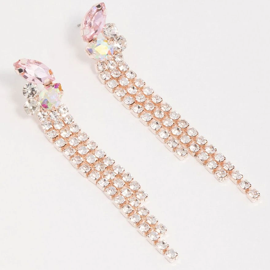 合金合成锆石耳饰 Lovisa玫瑰金蝴蝶杯链流苏耳坠时尚个性耳钉