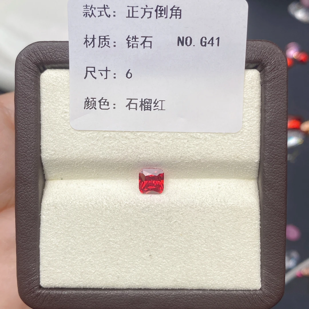 G41-锆石正方倒角6石榴红美甲钻水钻梧州东周K9闪亮美甲钻1颗